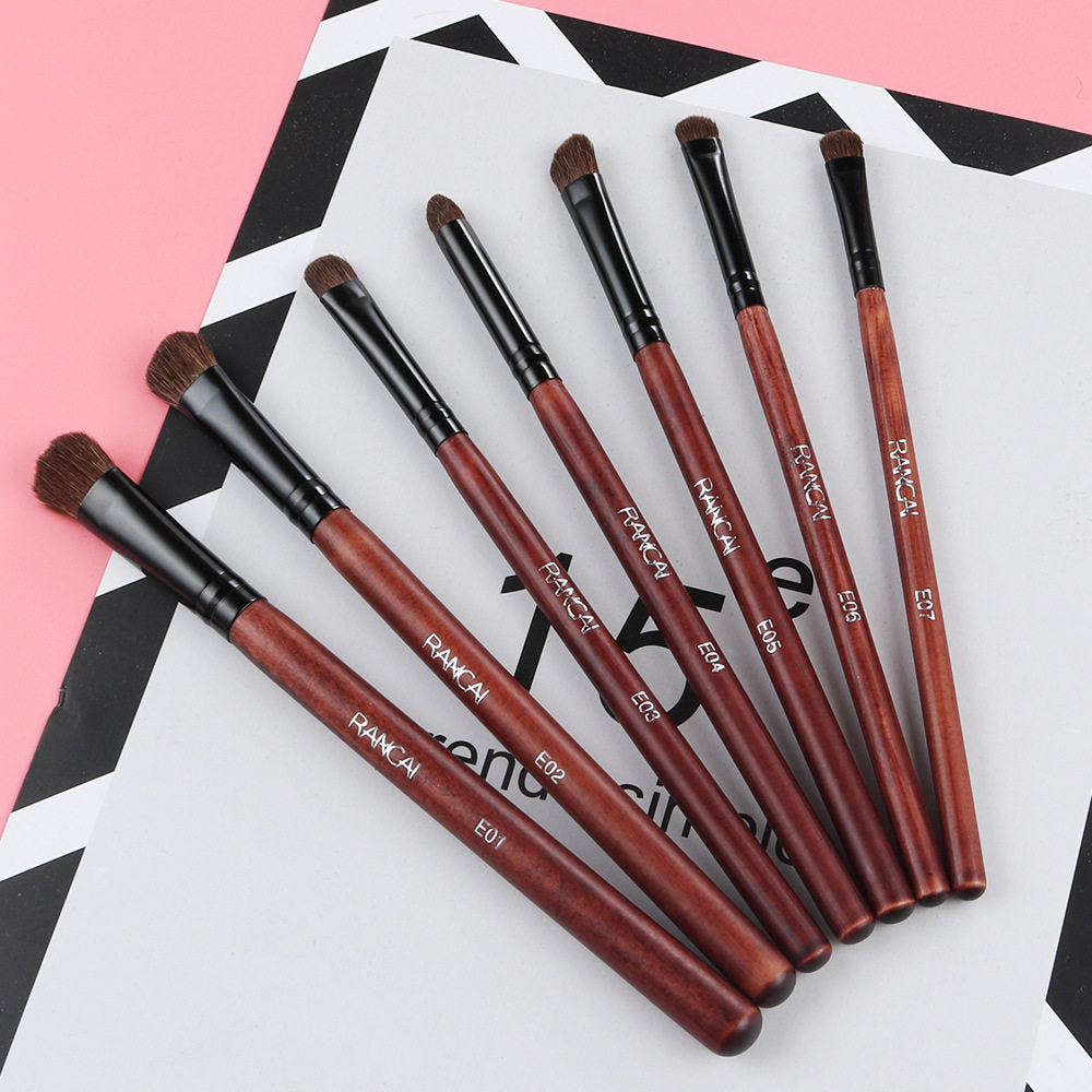 7Pcs Travel Eyeshadow Brush Set – Ponytail Hair Bristles, Complete Eye Makeup Brushes Kit, Portable Beauty Tools, Available in 4 Colors