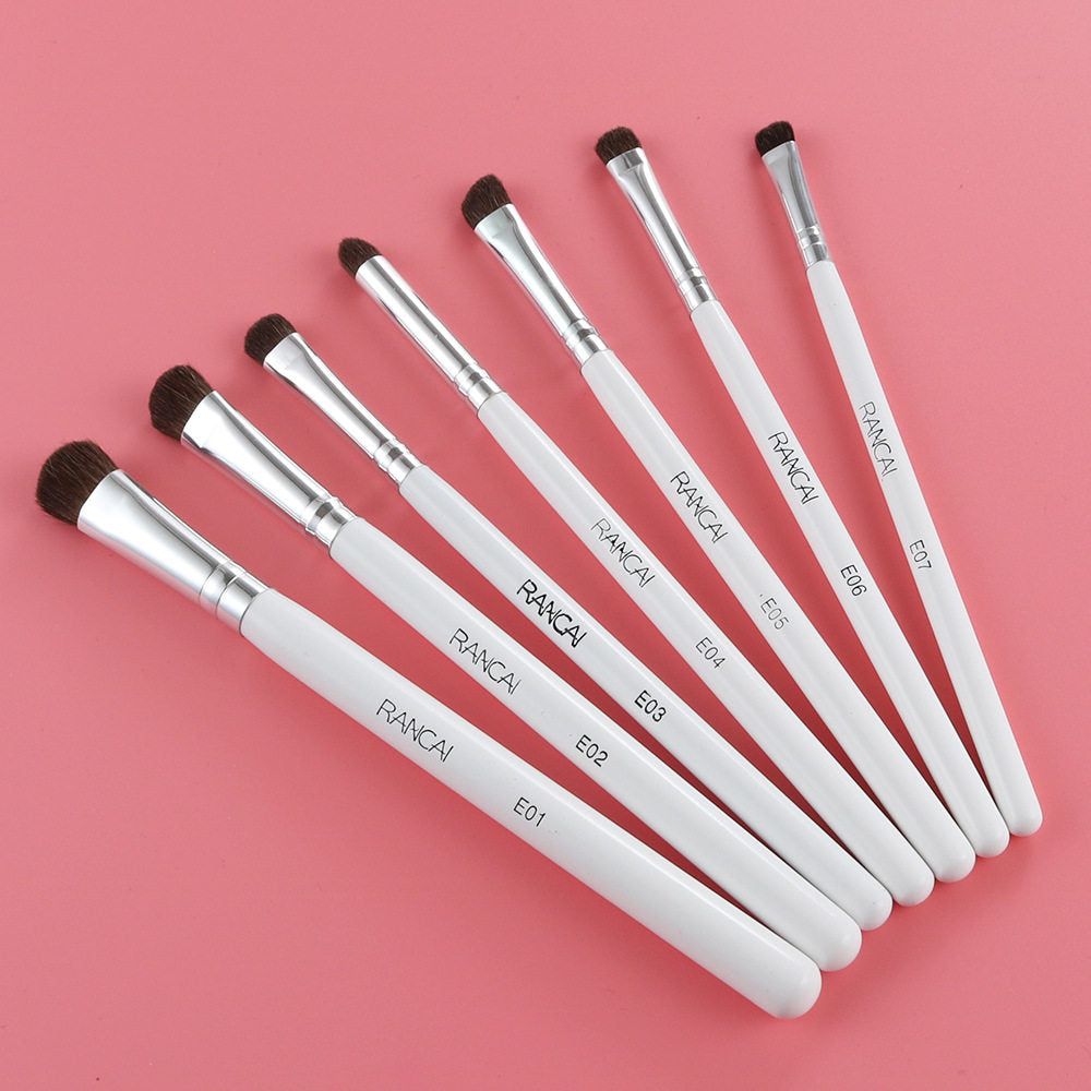 7Pcs Travel Eyeshadow Brush Set – Ponytail Hair Bristles, Complete Eye Makeup Brushes Kit, Portable Beauty Tools, Available in 4 Colors