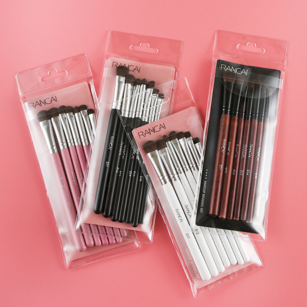 7Pcs Travel Eyeshadow Brush Set – Ponytail Hair Bristles, Complete Eye Makeup Brushes Kit, Portable Beauty Tools, Available in 4 Colors