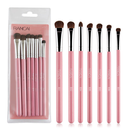 7Pcs Travel Eyeshadow Brush Set – Ponytail Hair Bristles, Complete Eye Makeup Brushes Kit, Portable Beauty Tools, Available in 4 Colors