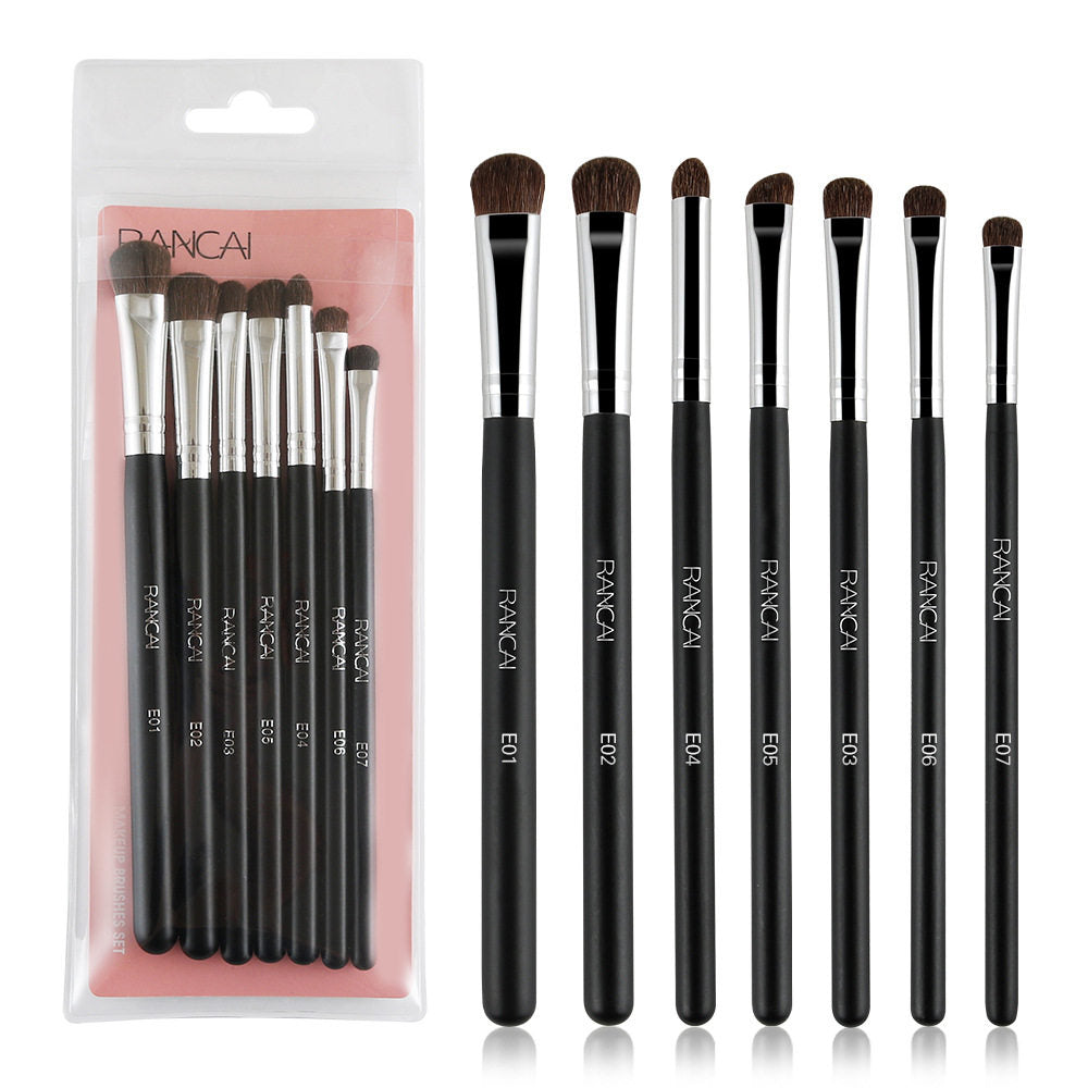 7Pcs Travel Eyeshadow Brush Set – Ponytail Hair Bristles, Complete Eye Makeup Brushes Kit, Portable Beauty Tools, Available in 4 Colors