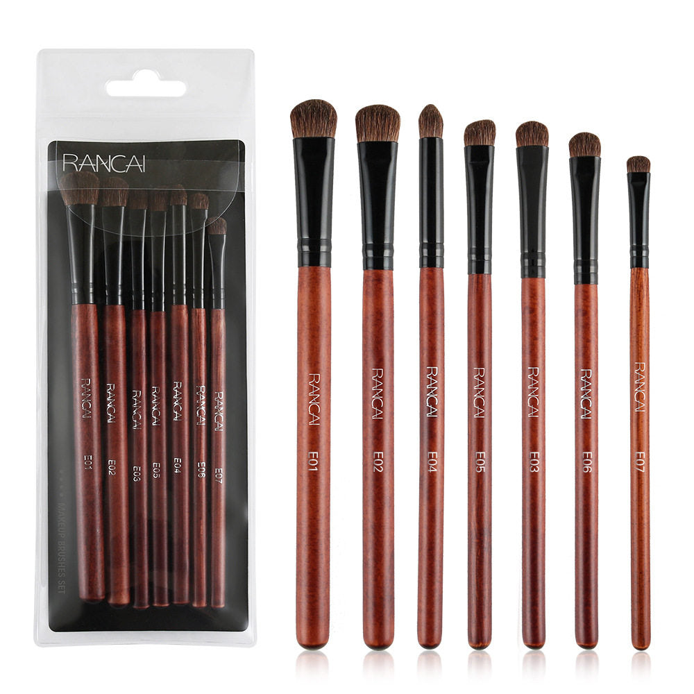 7Pcs Travel Eyeshadow Brush Set – Ponytail Hair Bristles, Complete Eye Makeup Brushes Kit, Portable Beauty Tools, Available in 4 Colors