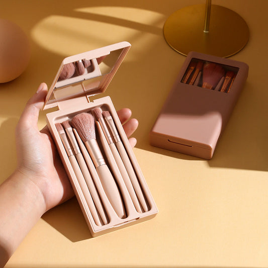 Mini Travel Makeup Brush Set – Portable Full Kit with Storage Box, Ultra-Soft Bristles, Powder Brush & Essential Tools, Ideal for Beginners