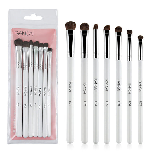 7Pcs Travel Eyeshadow Brush Set – Ponytail Hair Bristles, Complete Eye Makeup Brushes Kit, Portable Beauty Tools, Available in 4 Colors