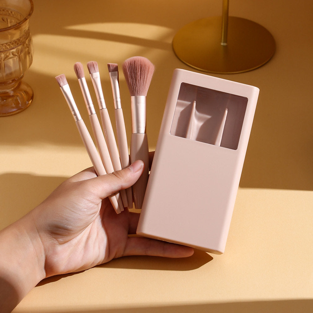 Mini Travel Makeup Brush Set – Portable Full Kit with Storage Box, Ultra-Soft Bristles, Powder Brush & Essential Tools, Ideal for Beginners