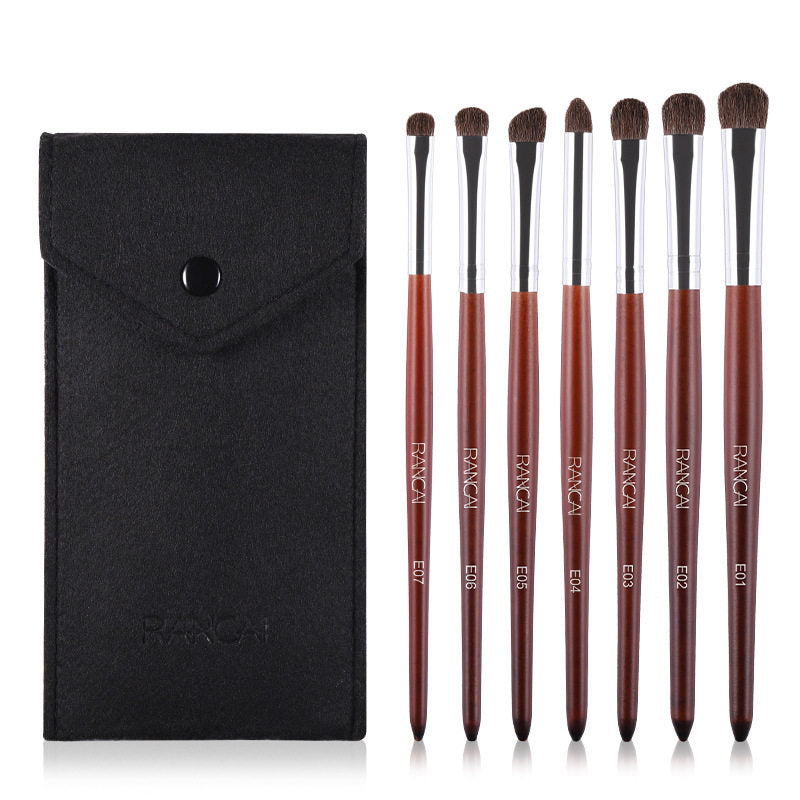 7Pcs Travel Eyeshadow Brush Set – Ponytail Hair Bristles, Complete Eye Makeup Brushes Kit, Portable Beauty Tools, Available in 4 Colors
