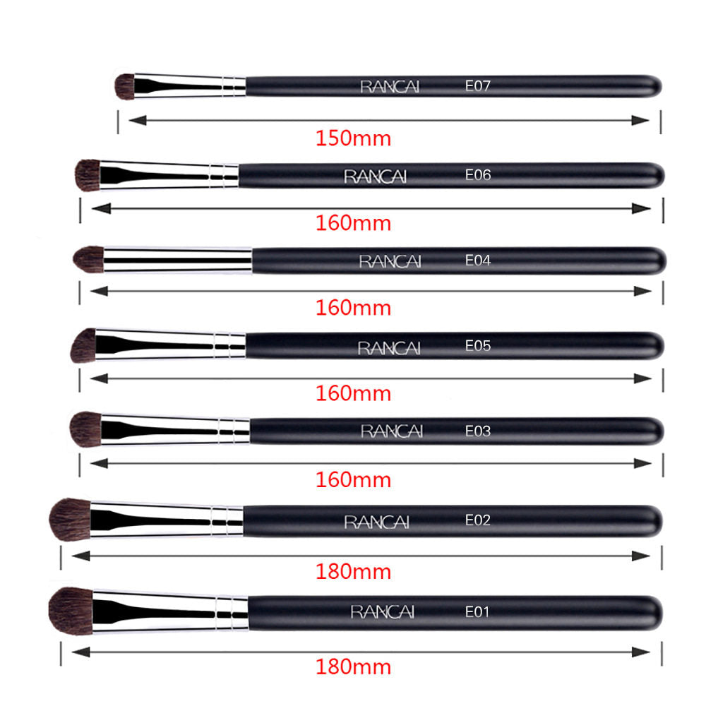 7Pcs Travel Eyeshadow Brush Set – Ponytail Hair Bristles, Complete Eye Makeup Brushes Kit, Portable Beauty Tools, Available in 4 Colors