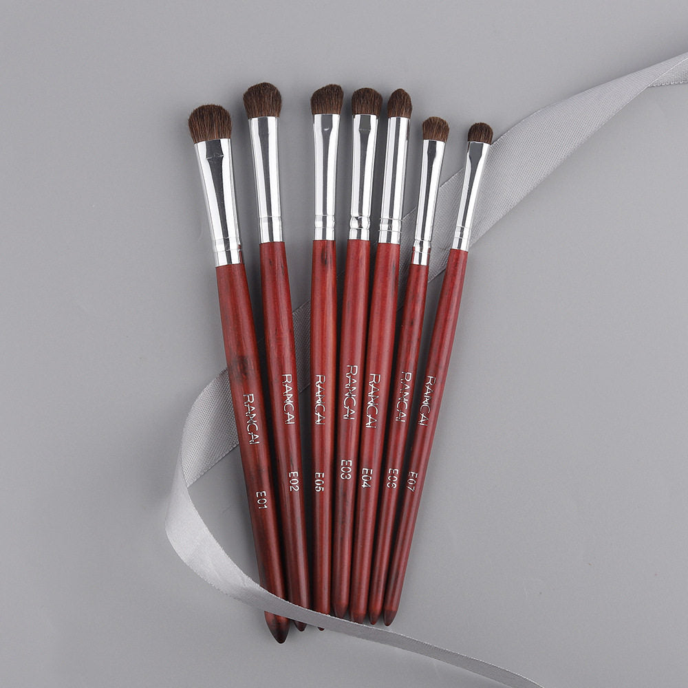7Pcs Travel Eyeshadow Brush Set – Ponytail Hair Bristles, Complete Eye Makeup Brushes Kit, Portable Beauty Tools, Available in 4 Colors