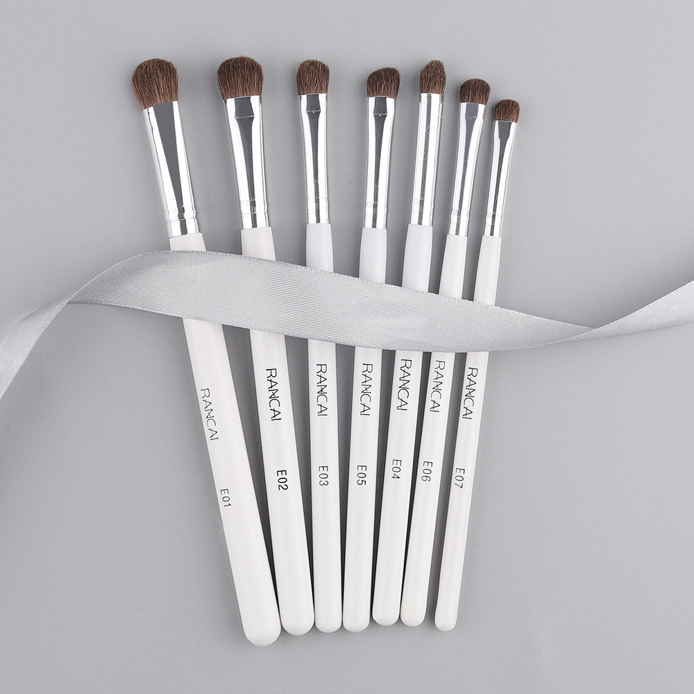 7Pcs Travel Eyeshadow Brush Set – Ponytail Hair Bristles, Complete Eye Makeup Brushes Kit, Portable Beauty Tools, Available in 4 Colors