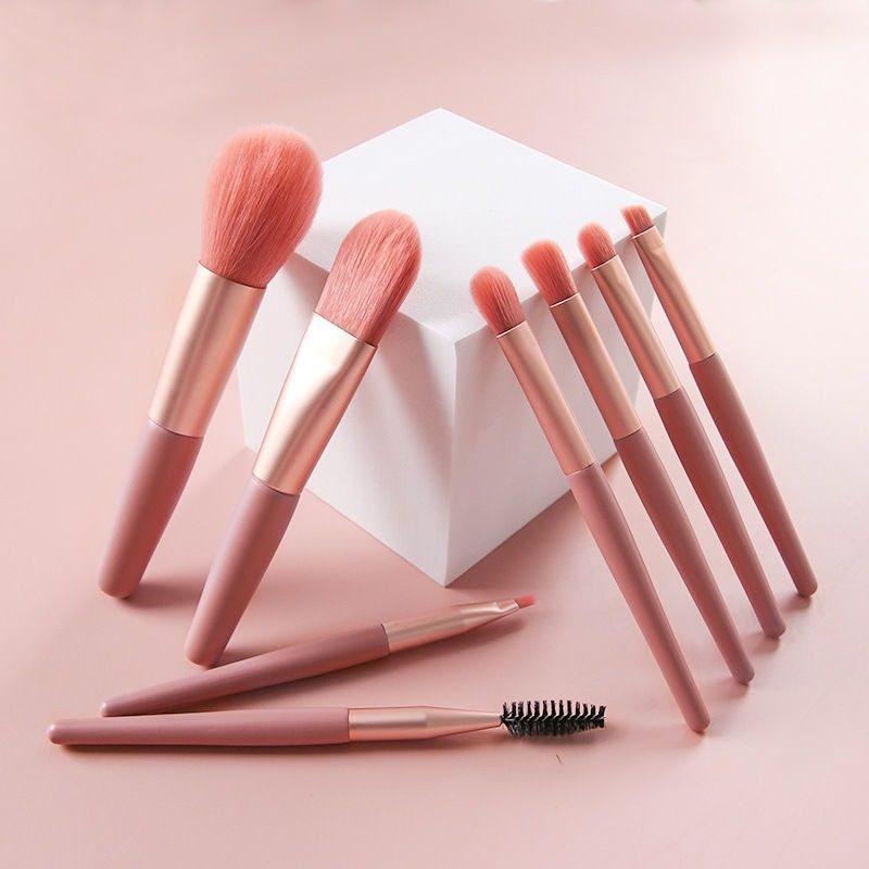 8Pcs Makeup Brush Set – Complete Face & Eye Kit with Storage Case, Foundation, Blending, Eyeshadow & Powder Brushes, Ideal for Beginners